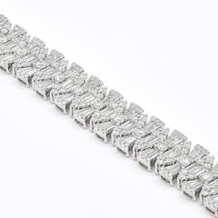 Diamante naturale 11,55 carati in oro bianco 18 carati Bracciale tennis a più file