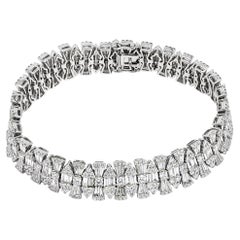 Bracelet tennis à plusieurs rangées de diamants naturels 11,55 carats en or blanc 18 carats