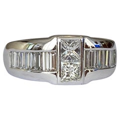 18 Karat White Gold Band Ring with Diamonds