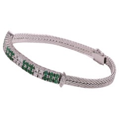18 kt. White Gold Bracelet With Emeralds and 1.04 ct. Diamonds