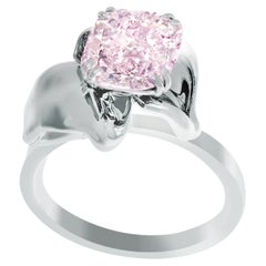 Bague de mariage en or 18 carats avec diamant rose pourpre fantaisie