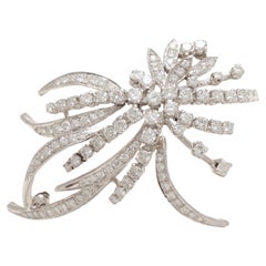 Vintage 18 kt. White Gold Brooch set with 6.5 ct. Brilliant cut Diamonds