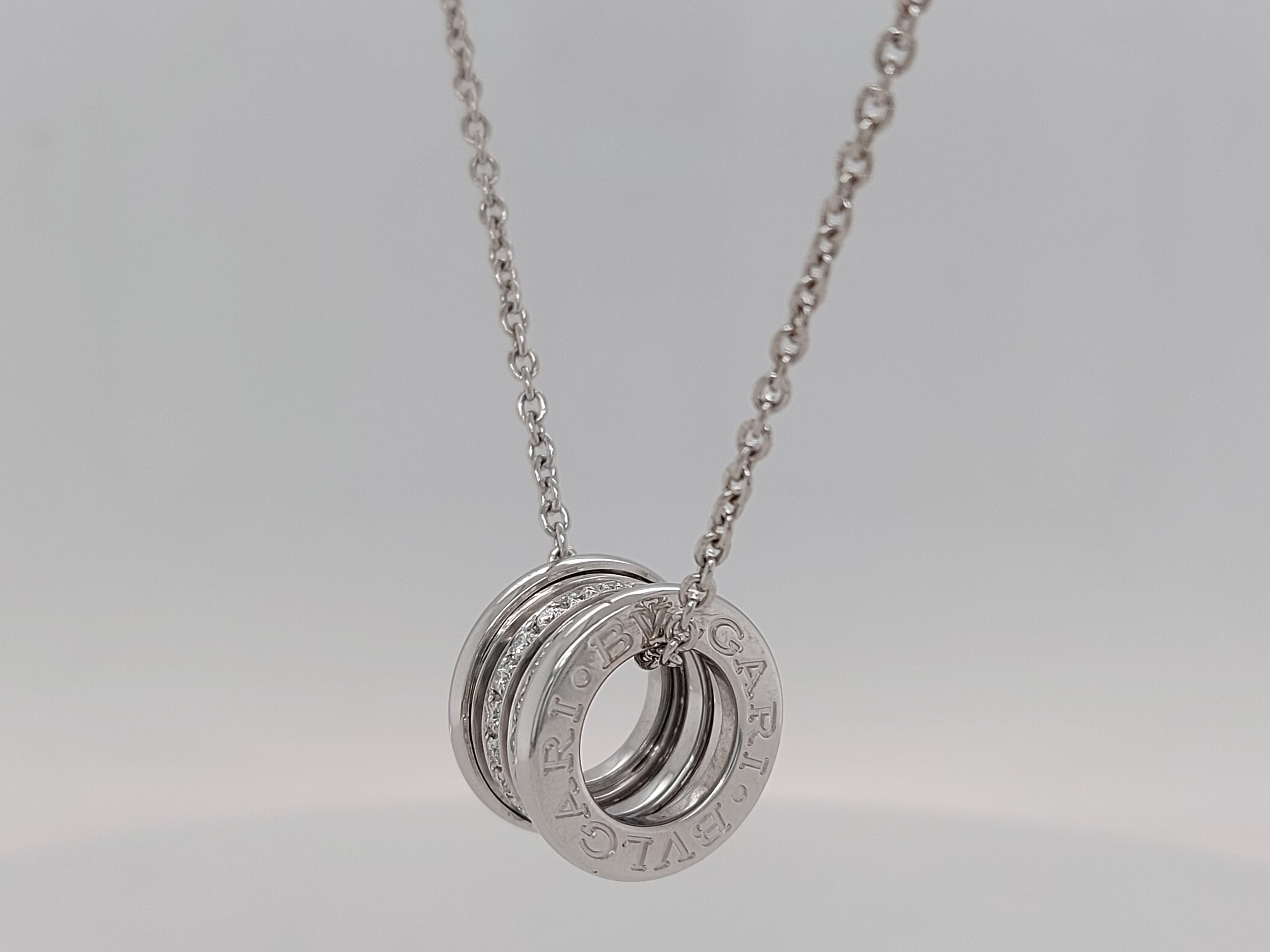 18 Karat White Gold Bvlgari B-zero1 Necklace with Paved Diamonds 1