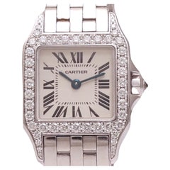 Orologio da polso da donna Cartier Santos Demoiselle in oro bianco 18 kt con scatola e documenti