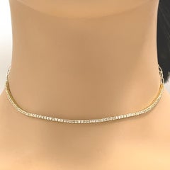 18 Kt White Gold Chain Link Diamond Adjustable Choker Necklace