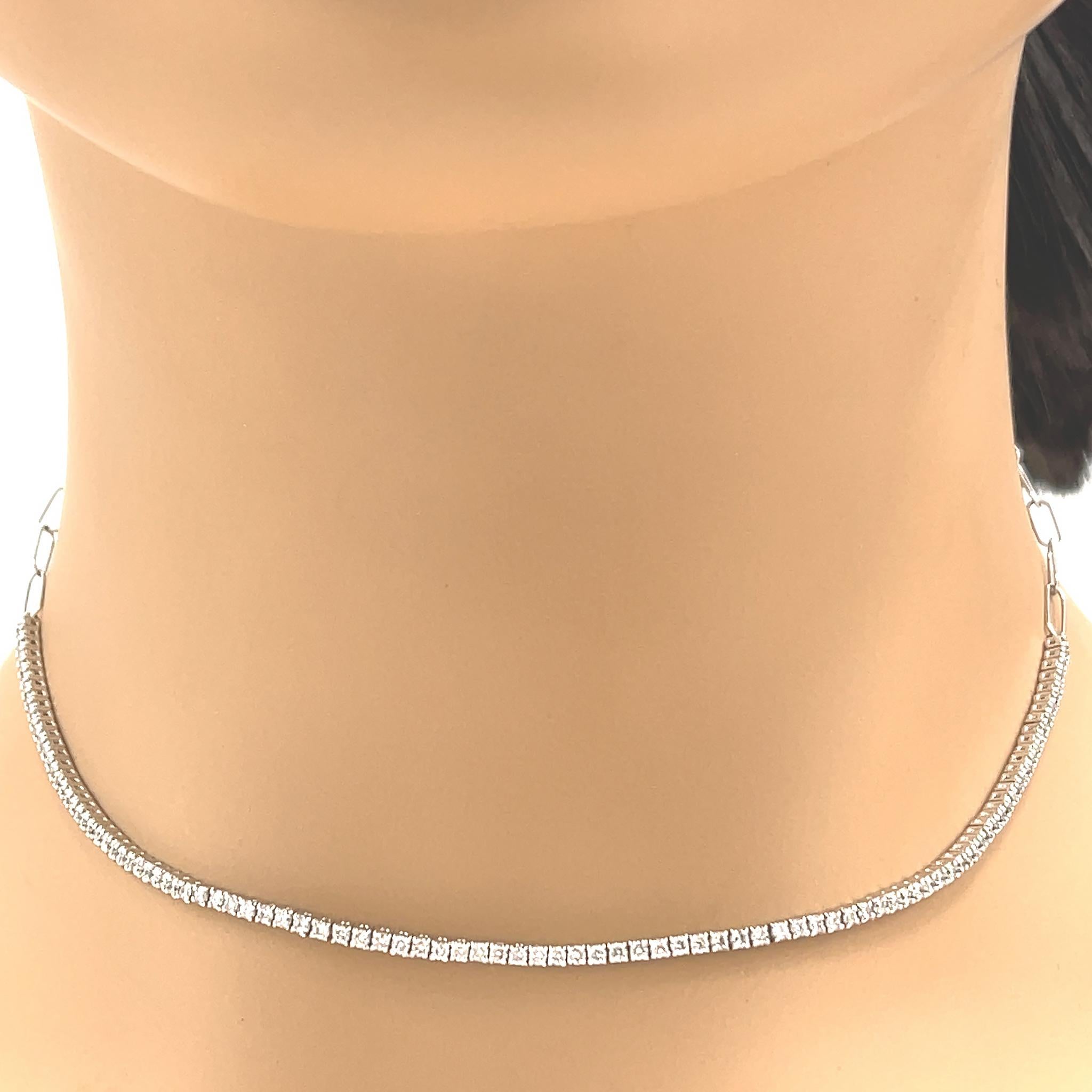 18 Kt Weißgold Kettenglied Diamant Einstellbare Choker Halskette im Zustand „Neu“ im Angebot in New York, NY
