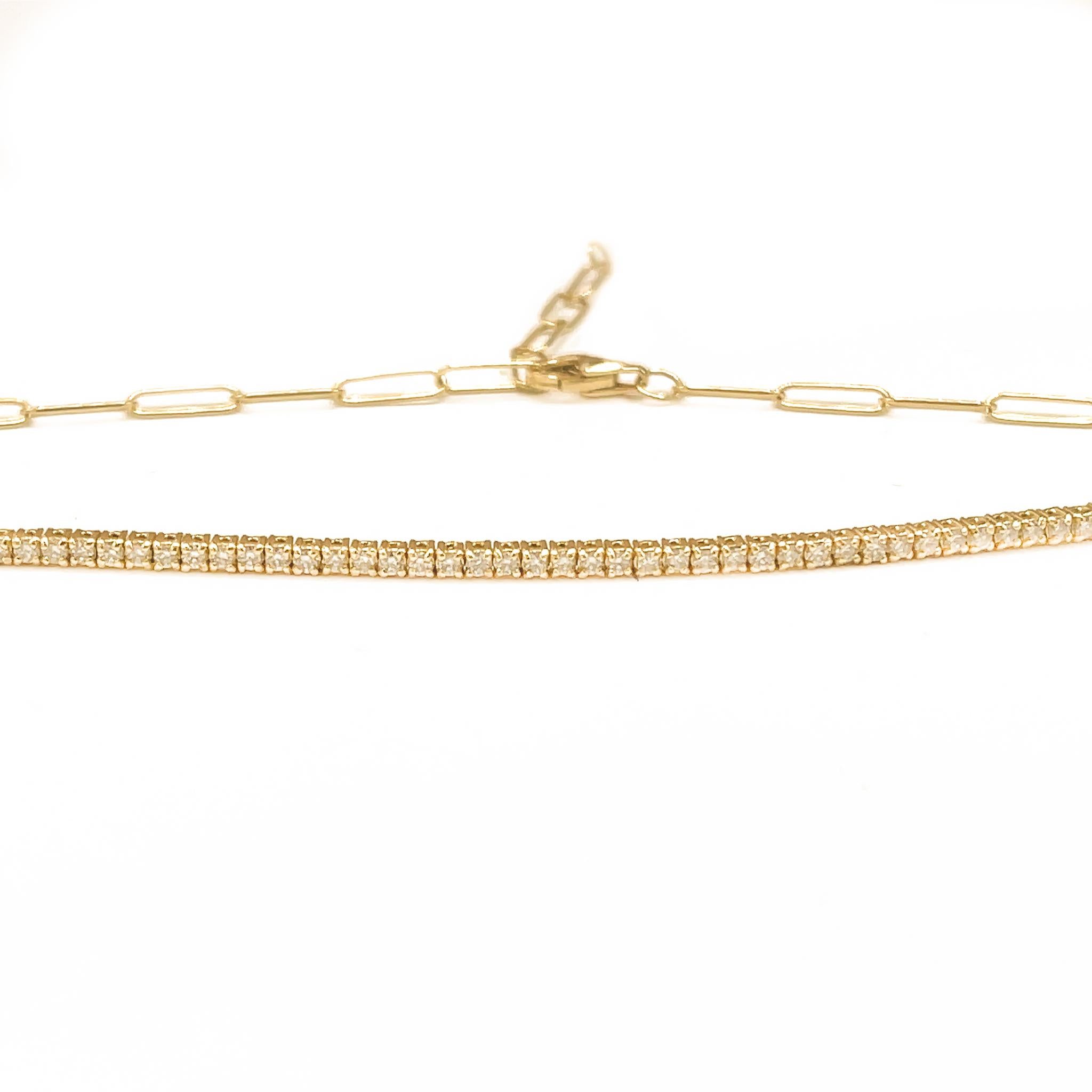 18 Kt Weißgold Kettenglied Diamant Einstellbare Choker Halskette im Angebot 4