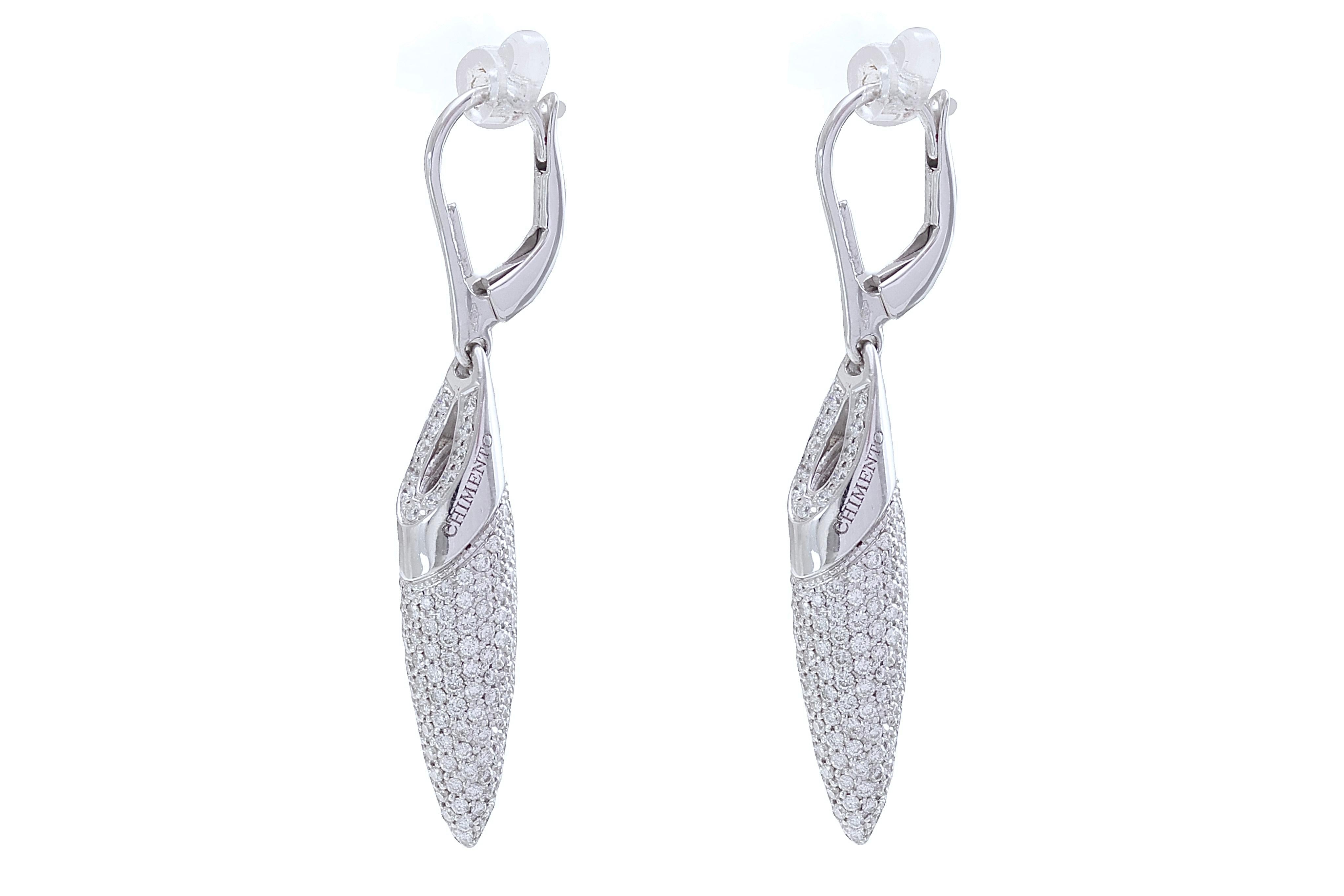 Artisan 18 kt. White Gold Chimento Dangle Earrings With 2.6 ct. Diamond For Sale