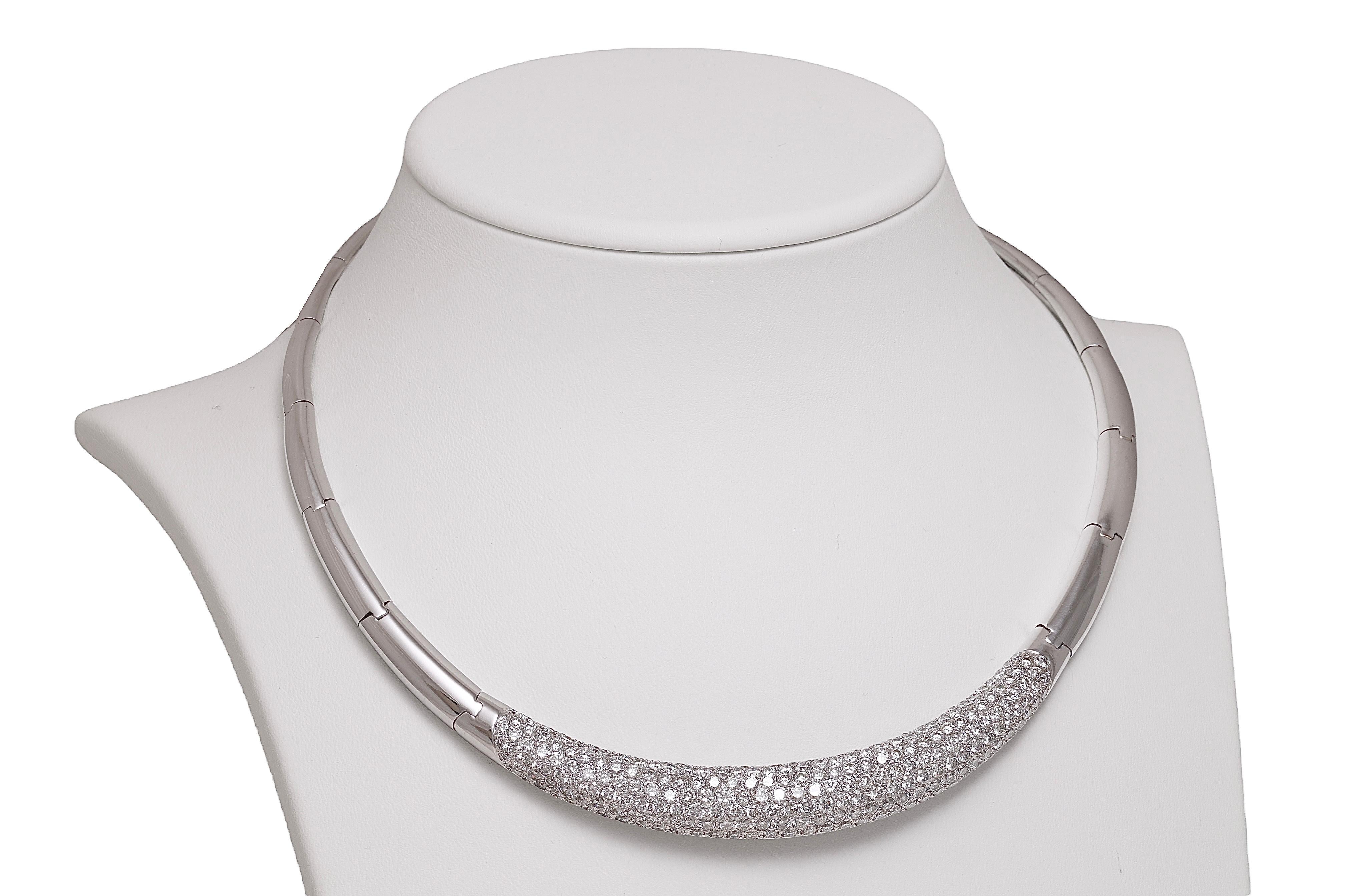 18 kt. White Gold Choker Necklace Top Quality 10 ct. Brilliant cut Diamonds For Sale 2