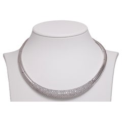 18 kt. White Gold Choker Necklace Top Quality 10 ct. Brilliant cut Diamonds