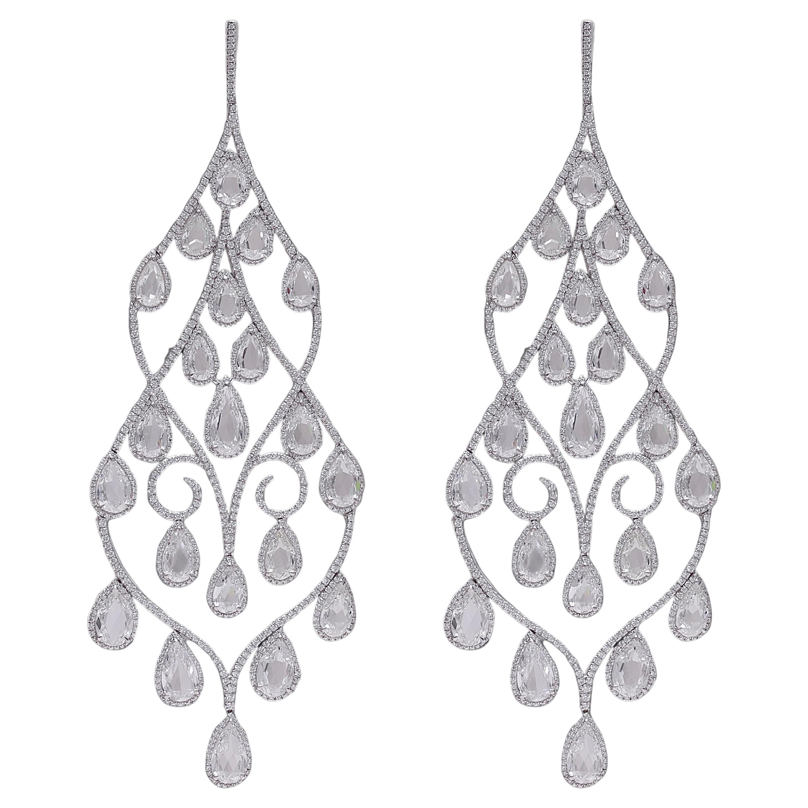 18 kt. White Gold Chopard Chandelier Earrings With approx. 28.56 ct. Diamonds