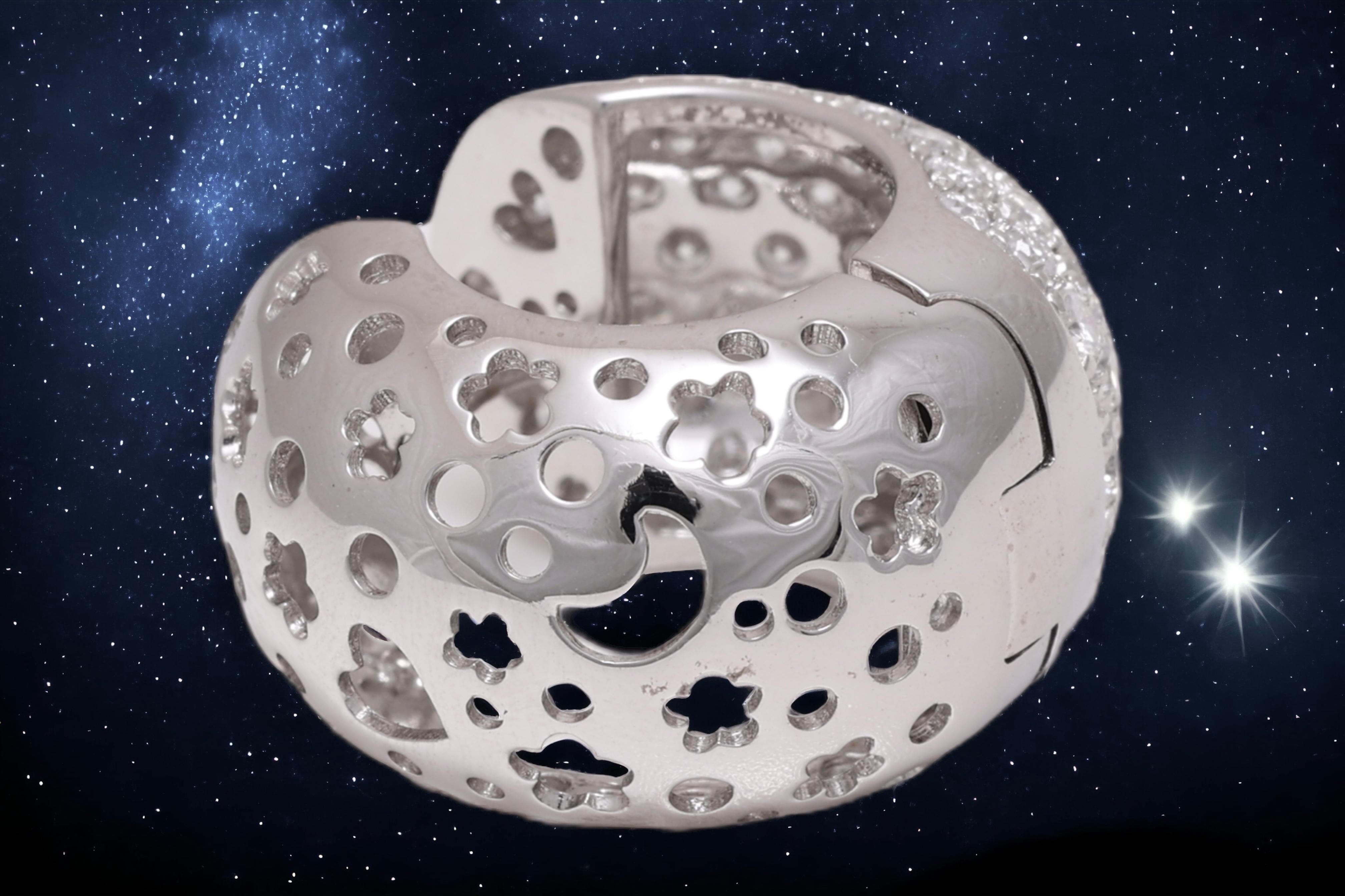 18 kt. Orecchini a clip in oro bianco con pavé incastonato da 6,56 ct. Diamanti in vendita 2