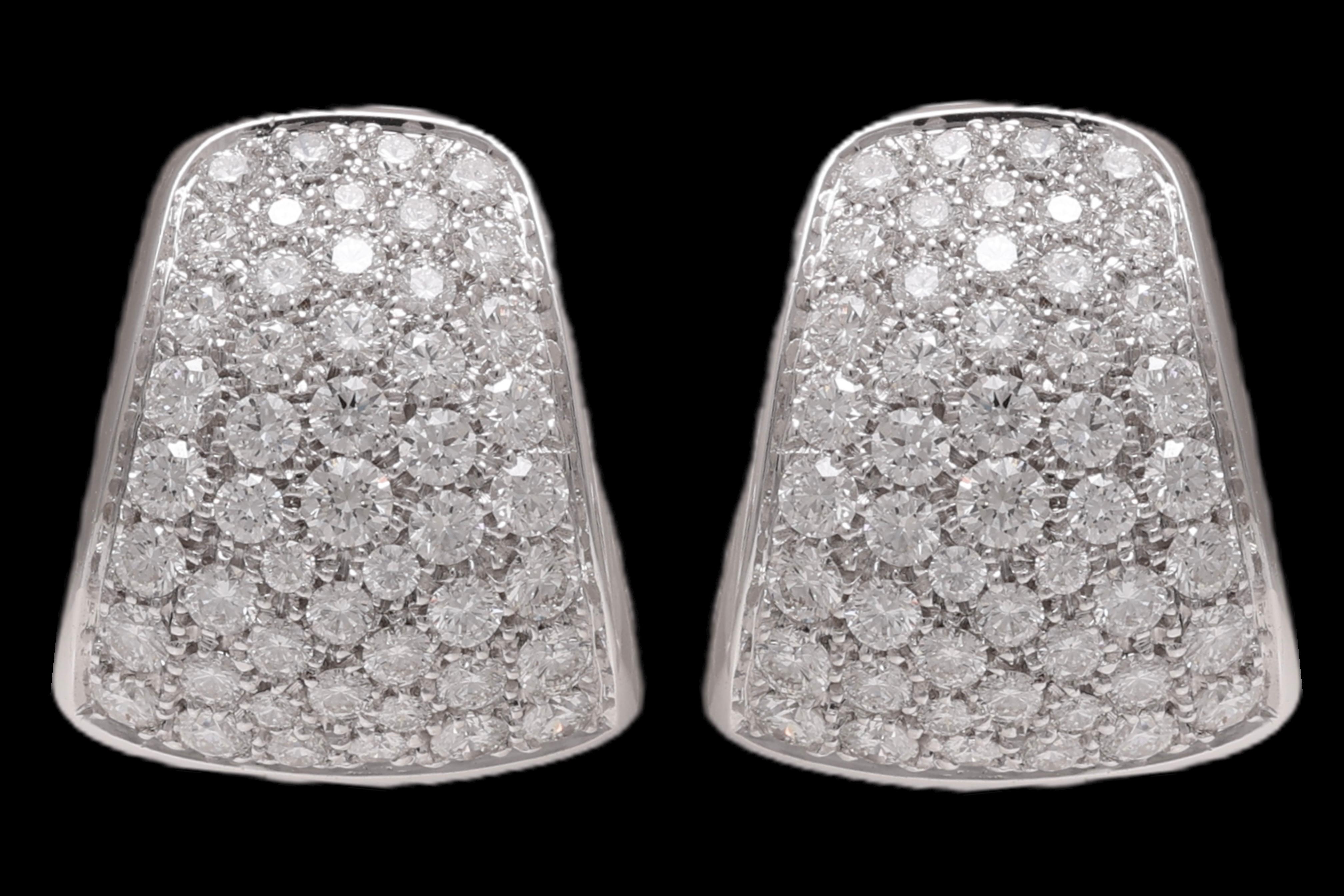 18 kt. White Gold Clip On Earrings With 2.80 Ct. Brilliant Cut Diamonds For Sale 3