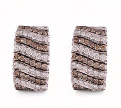 18 kt. White Gold Clip-on Earrings With 4.16 ct. Cognac & White Diamonds