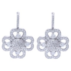 18 kt. White Gold Clover Earrings with 1.75 ct. Diamonds 