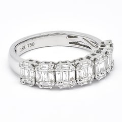 Natural Diamond 0.70 carats 18KT White Gold Baguette ClusterHalf Eternity Band