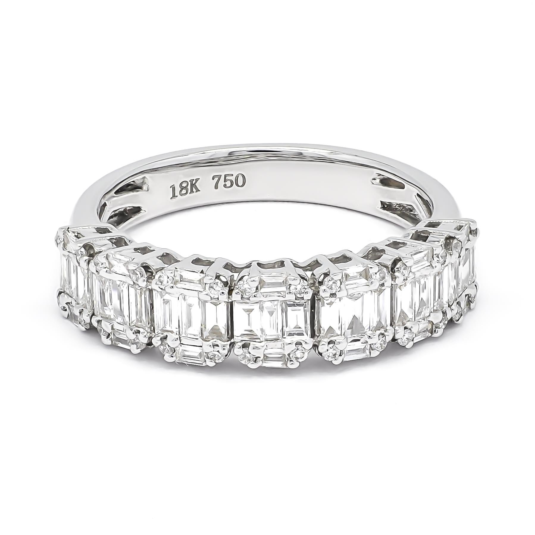 Contemporary 18 KT White Gold  Diamond Half Eternity Band R4300, Art Deco Style For Sale
