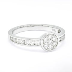 Natural Diamond 0.55 carats 18KT White Gold Cluster Engagement Ring