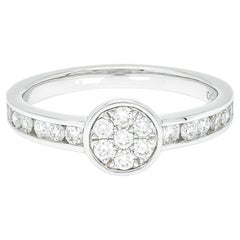 Natural Diamond 0.55 carats 18KT White Gold Cluster Engagement Ring