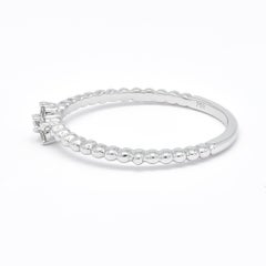 Natural Diamond 0.08 cts 18KT White Gold Simple Flower Cluster Ring