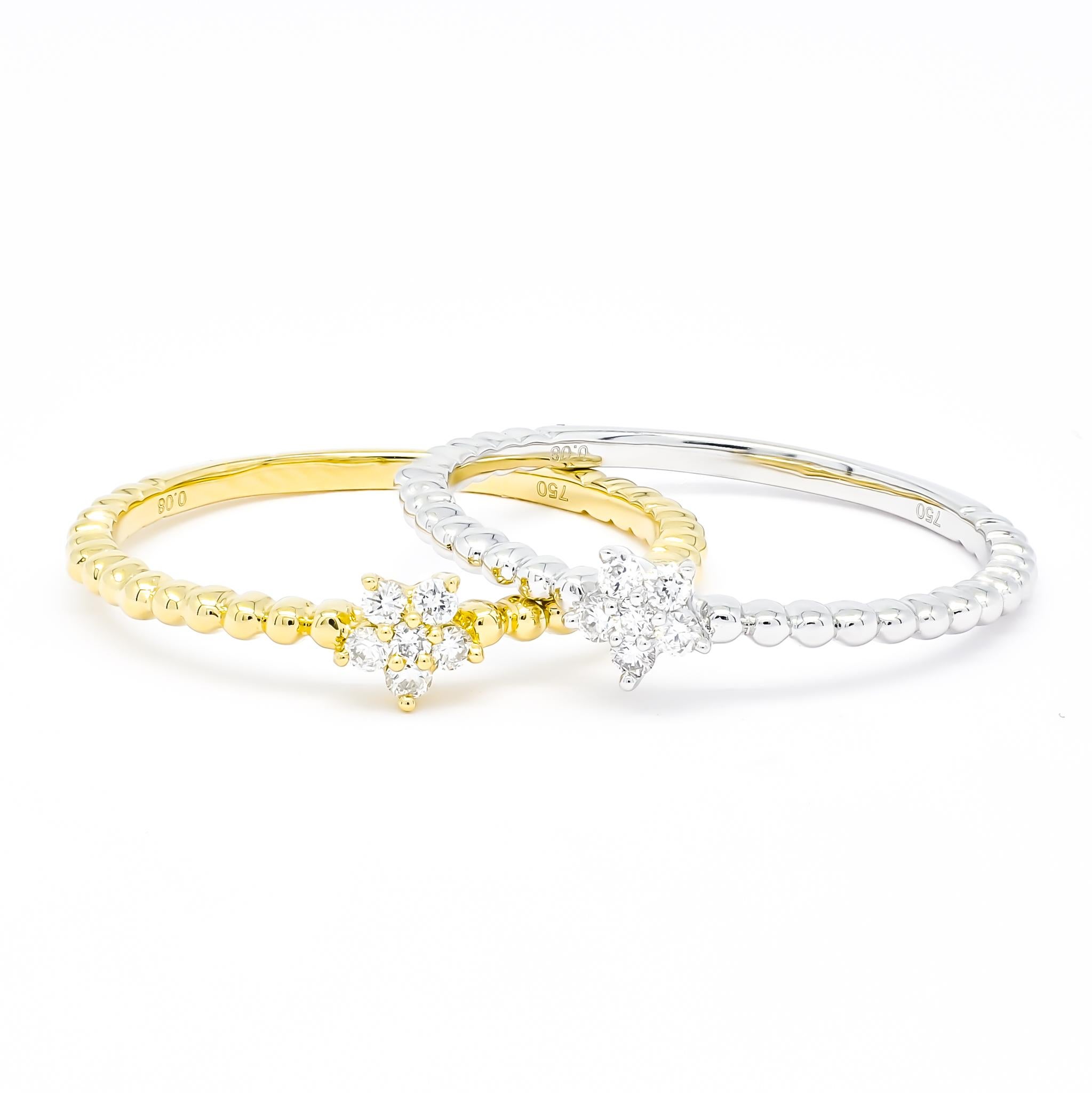 18 KT Weißgold Cluster-Diamant-Blumen-Cluster-Ring, stapelbar im Zustand „Neu“ im Angebot in Antwerpen, BE