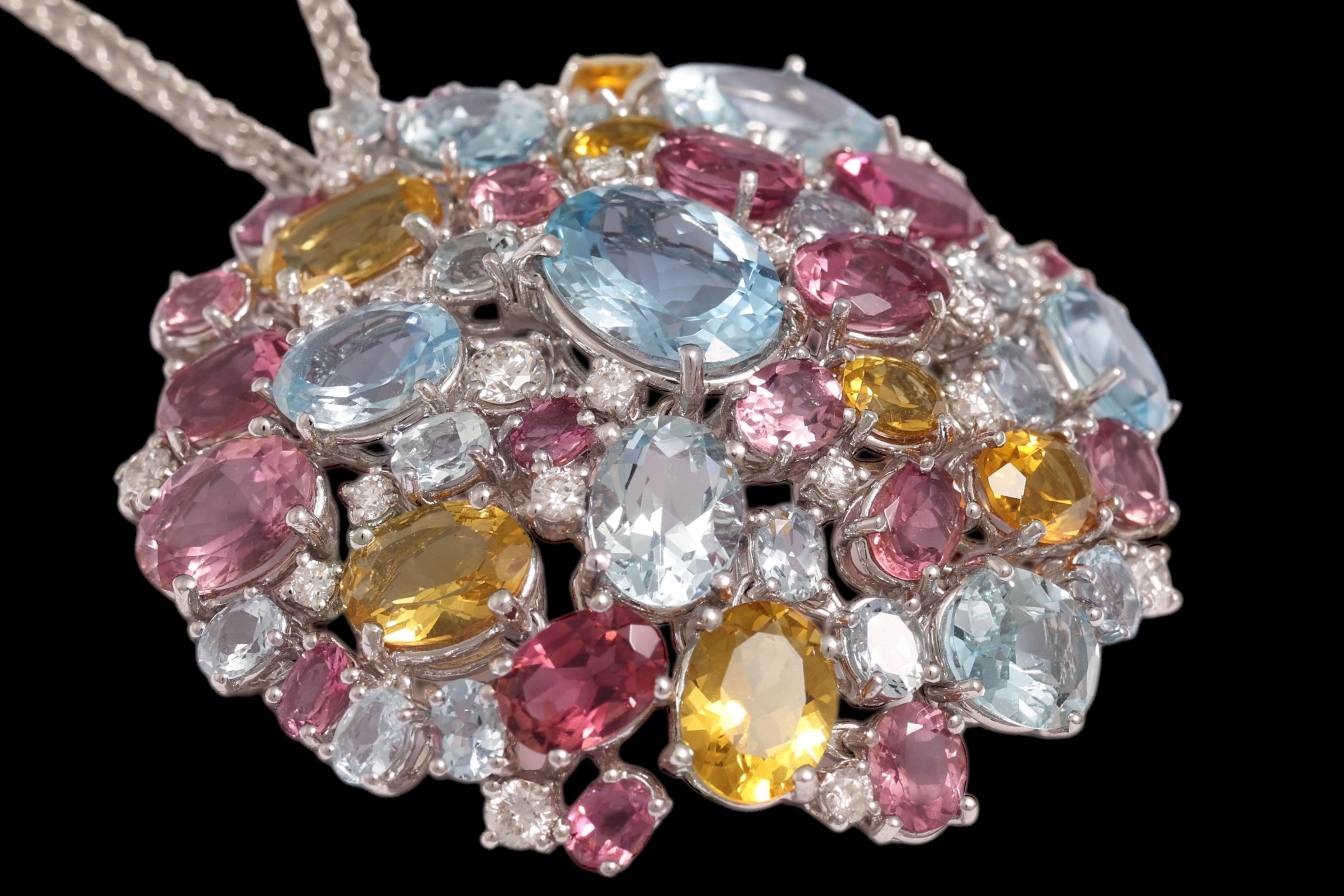 Uomo Crivelli, diamanti e pietre colorate in oro bianco 18 Kt Appendino / Collana / Ciondolo in vendita