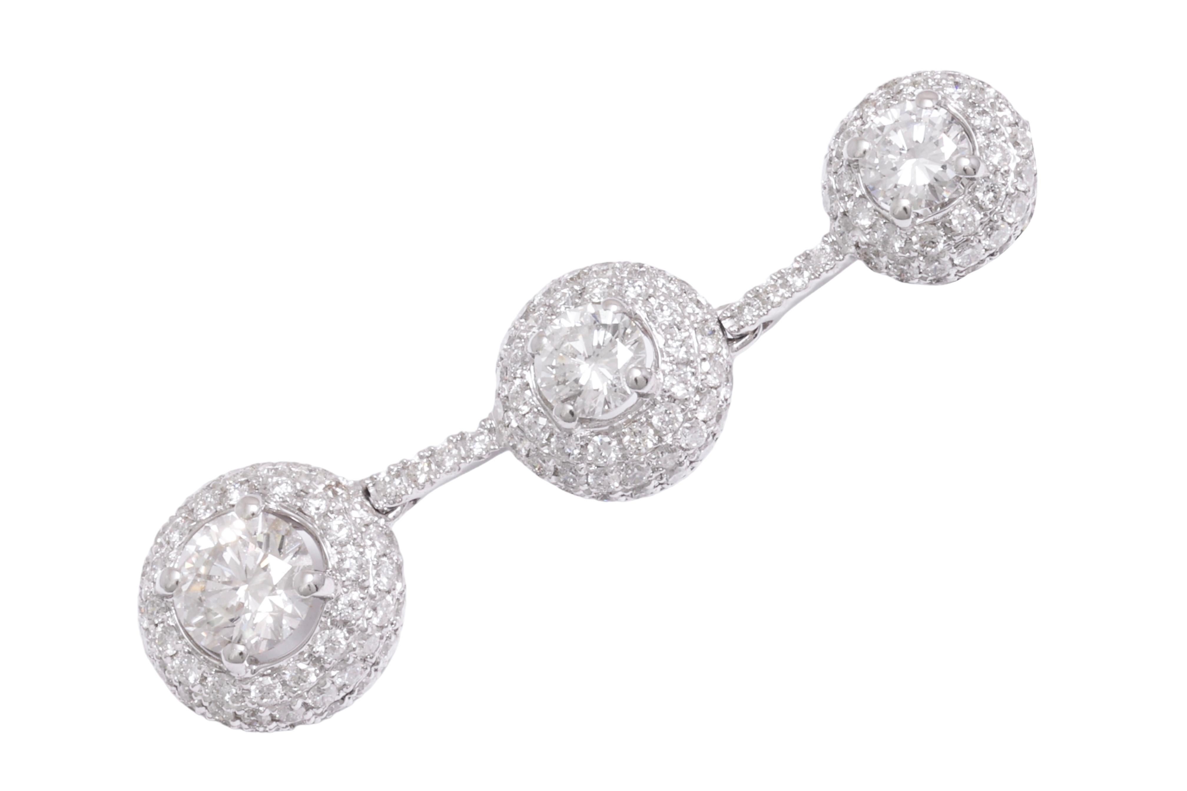 18 kt. Pendientes colgantes de oro blanco con 3,45 ct. Diamantes talla brillante en venta 6