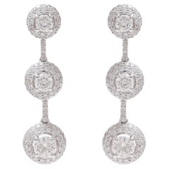 18 kt. White Gold Dangle Earrings Set with 3.45 ct. Brilliant Cut Diamonds