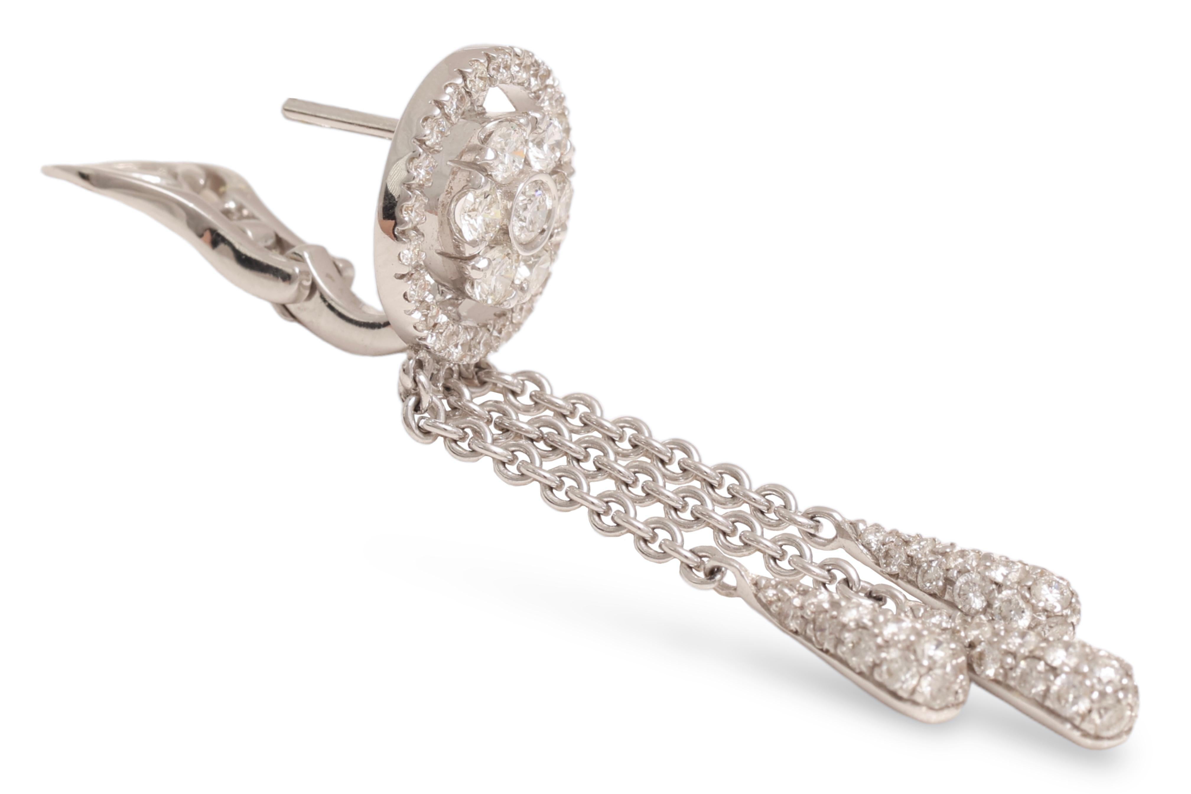 da uomo o donna 18 kt. Orecchini pendenti in oro bianco con 2,04 ct. Diamanti in vendita