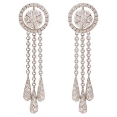 18 kt. Pendientes colgantes de oro blanco con 2,04 ct. Diamantes