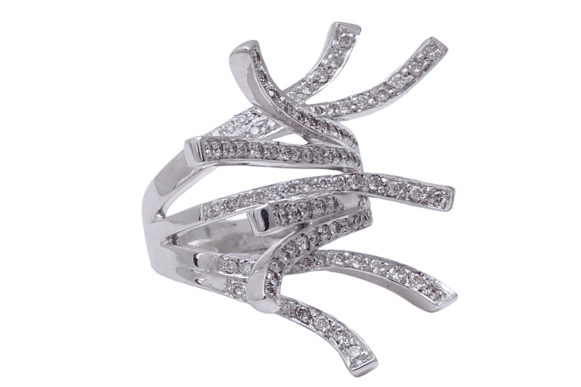 Modern 18 kt. White Gold Design Ring With 1.43 ct. Diamonds For Sale