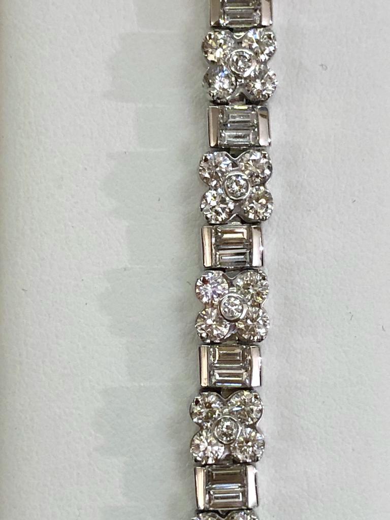 Emerald Cut 18 Kt White Gold Diamond Bracelet For Sale