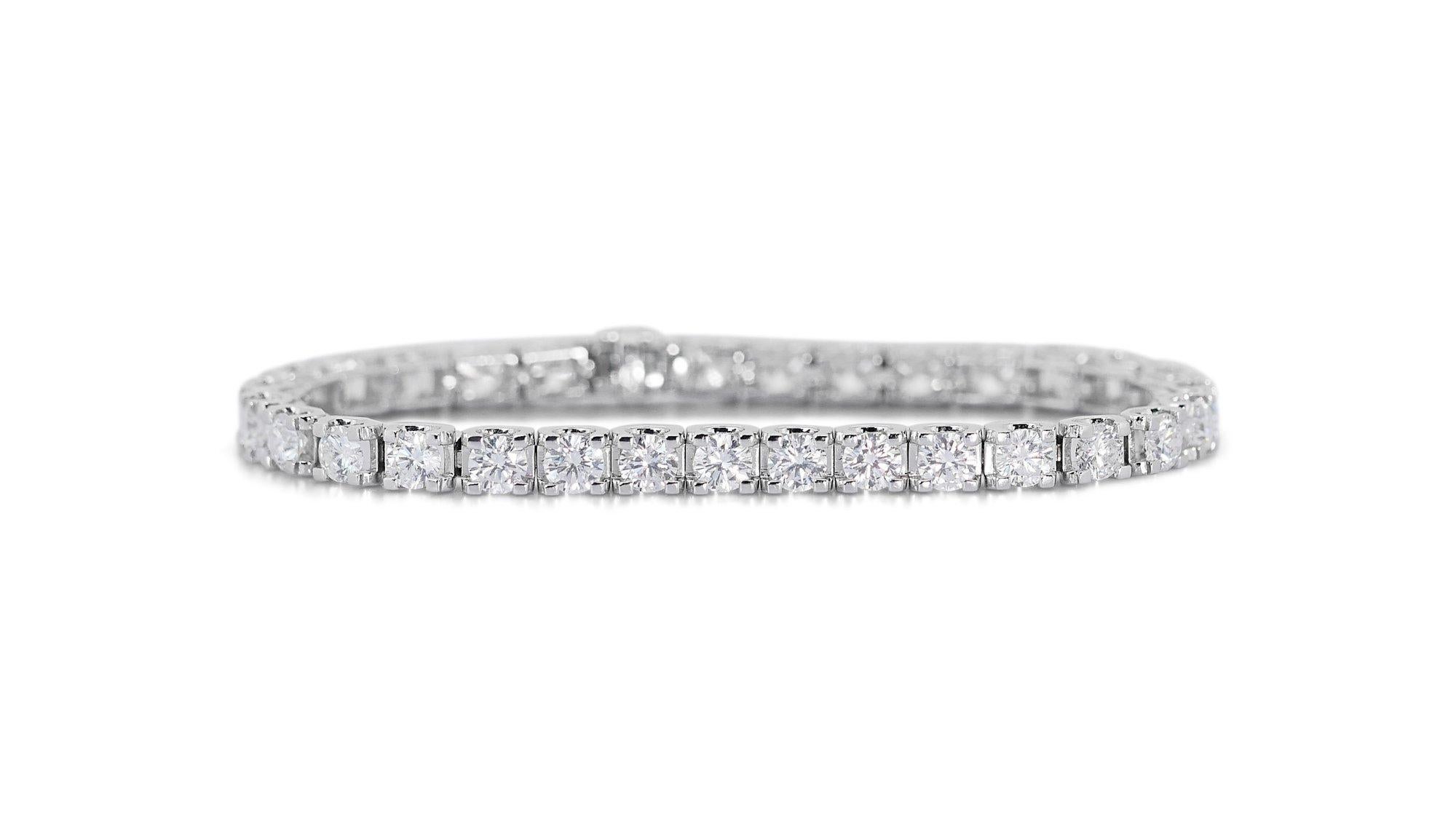 18 kt. White Gold Diamond Bracelet with 8.5 ct Total Natural Diamonds - IGI Cert In New Condition In רמת גן, IL