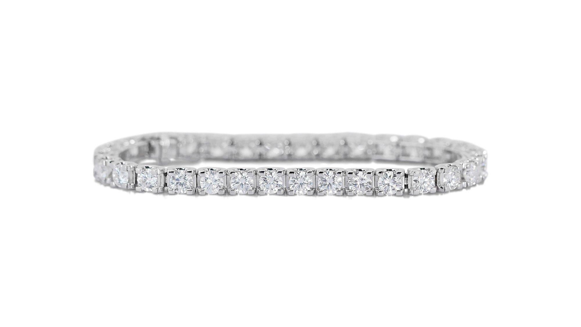 Women's 18 kt. White Gold Diamond Bracelet with 8.5 ct Total Natural Diamonds - IGI Cert