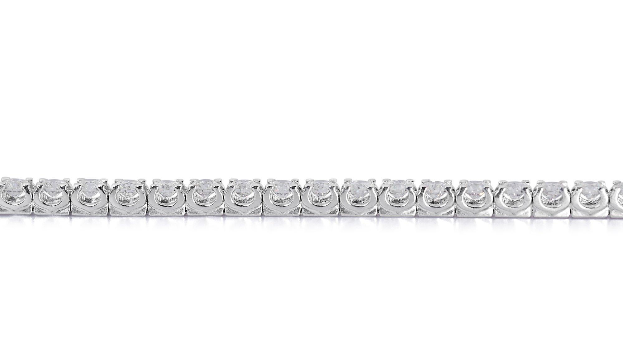 18 kt. White Gold Diamond Bracelet with 8.5 ct Total Natural Diamonds - IGI Cert 3