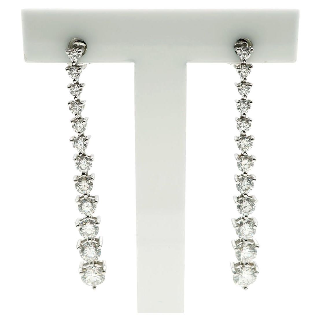 Pendientes Araña de Diamantes Oro Blanco 18 Kt Ct 3.70