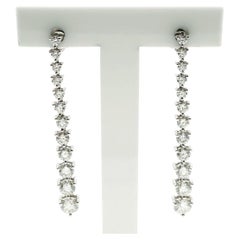 Boucles d'oreilles chandelier en or blanc 18 carats avec diamants, Ct 3,70