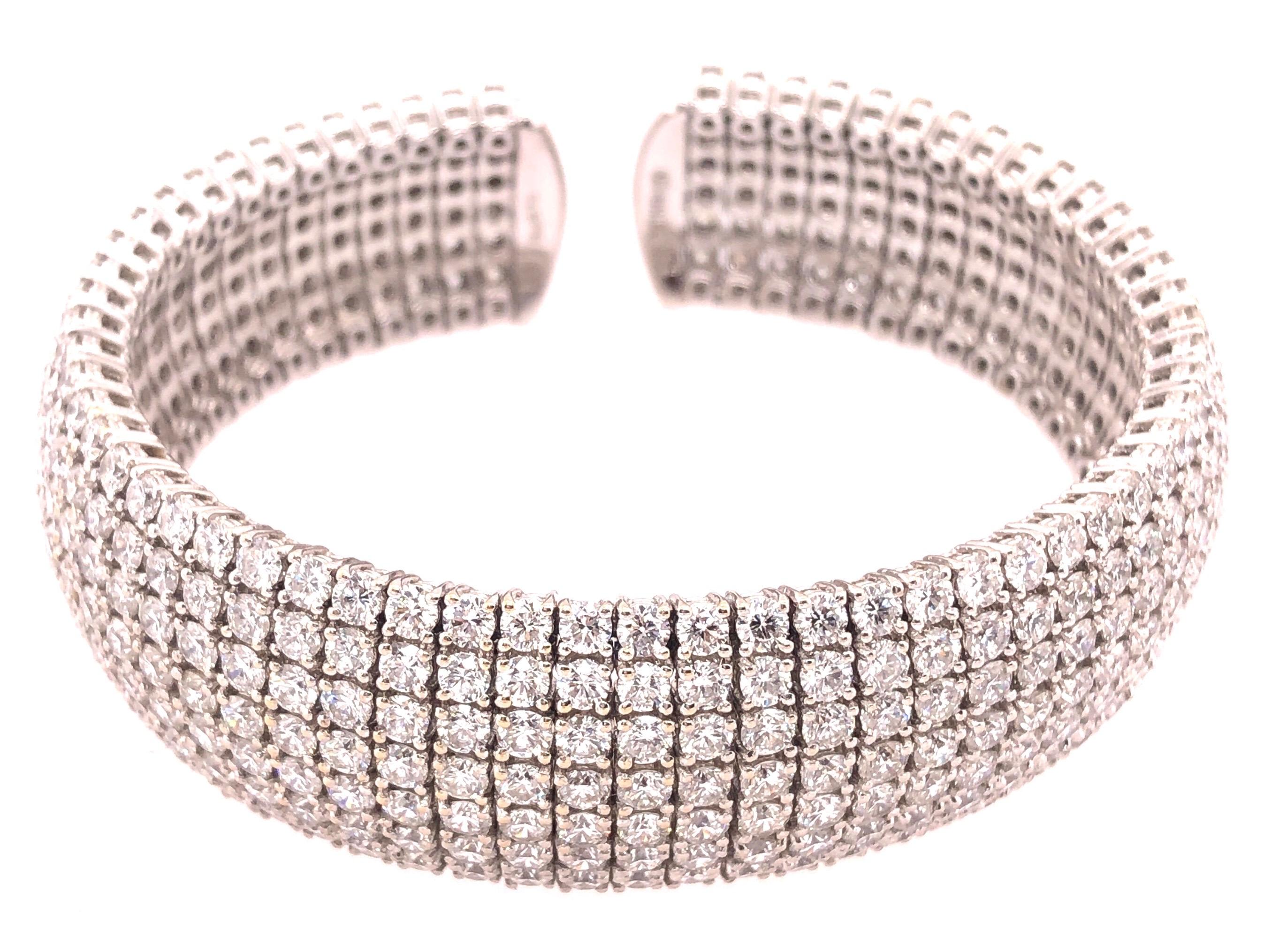 Women's or Men's 18 Karat White Gold and Diamond Cuff Bracelet Weighing Approx 32.89 Carat For Sale