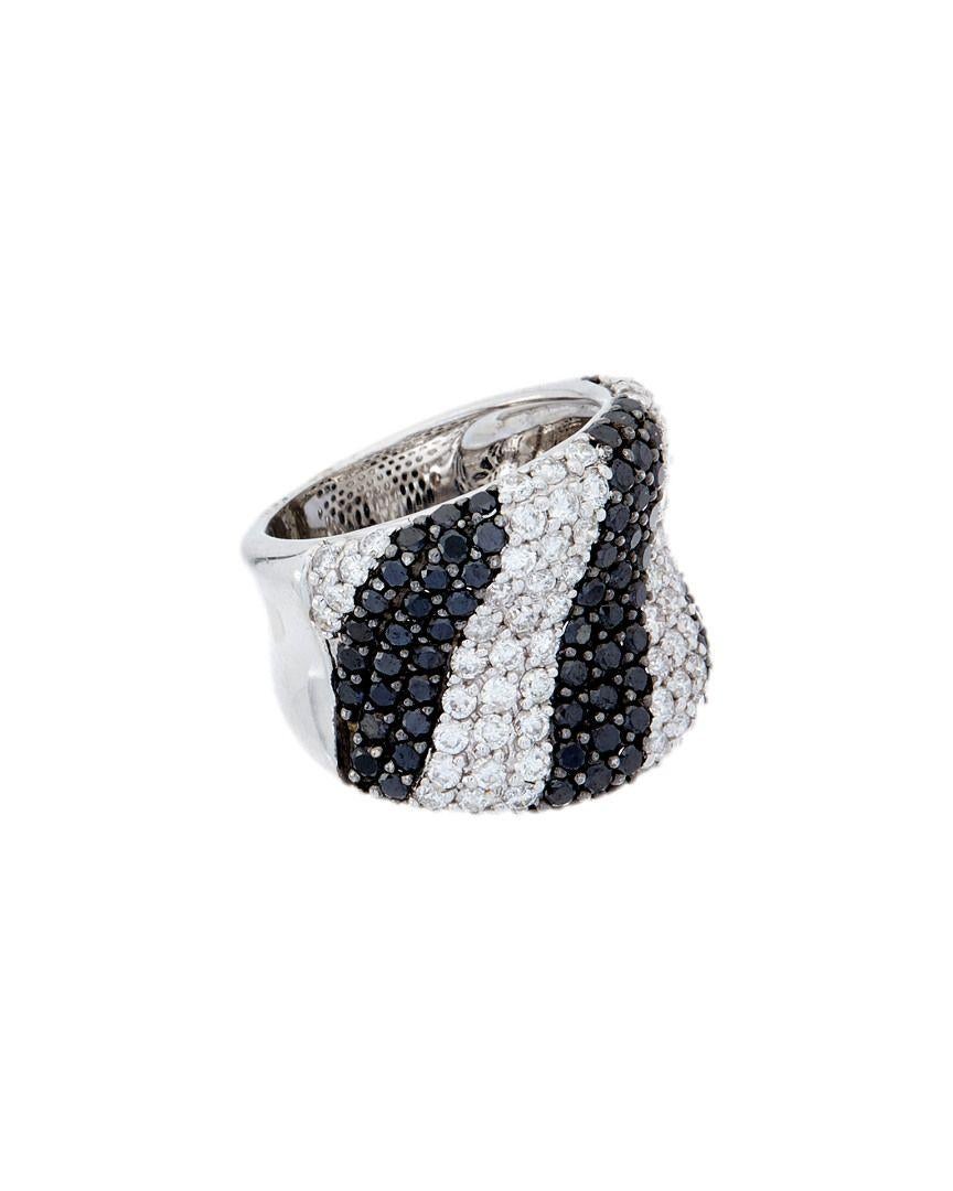 Diana M 18 kt Weißgold 2,20 Karat Schwarzer & Weißer Diamant Mode-Ring (Rundschliff) im Angebot