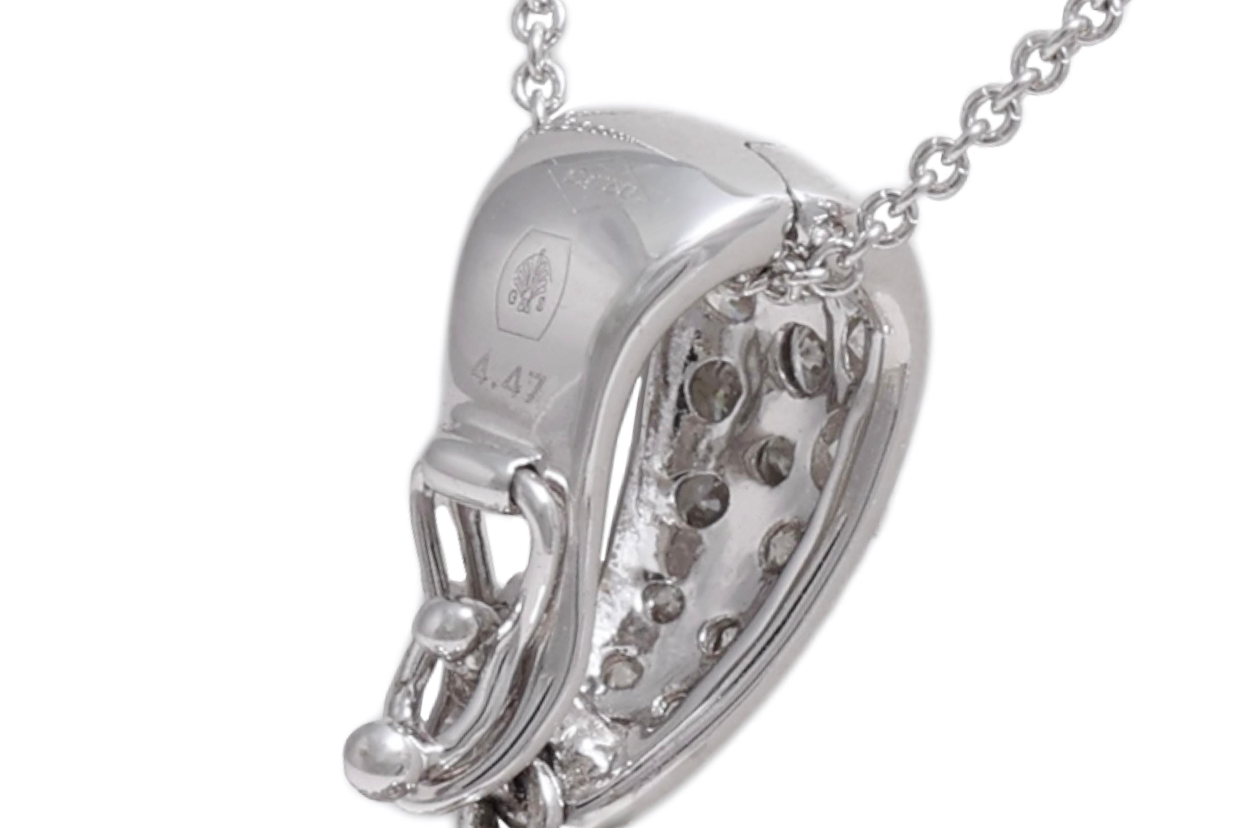 18 Kt White Gold Diamond Pendant / Hanger, Brilliant & Taper Cut Diamonds For Sale 2
