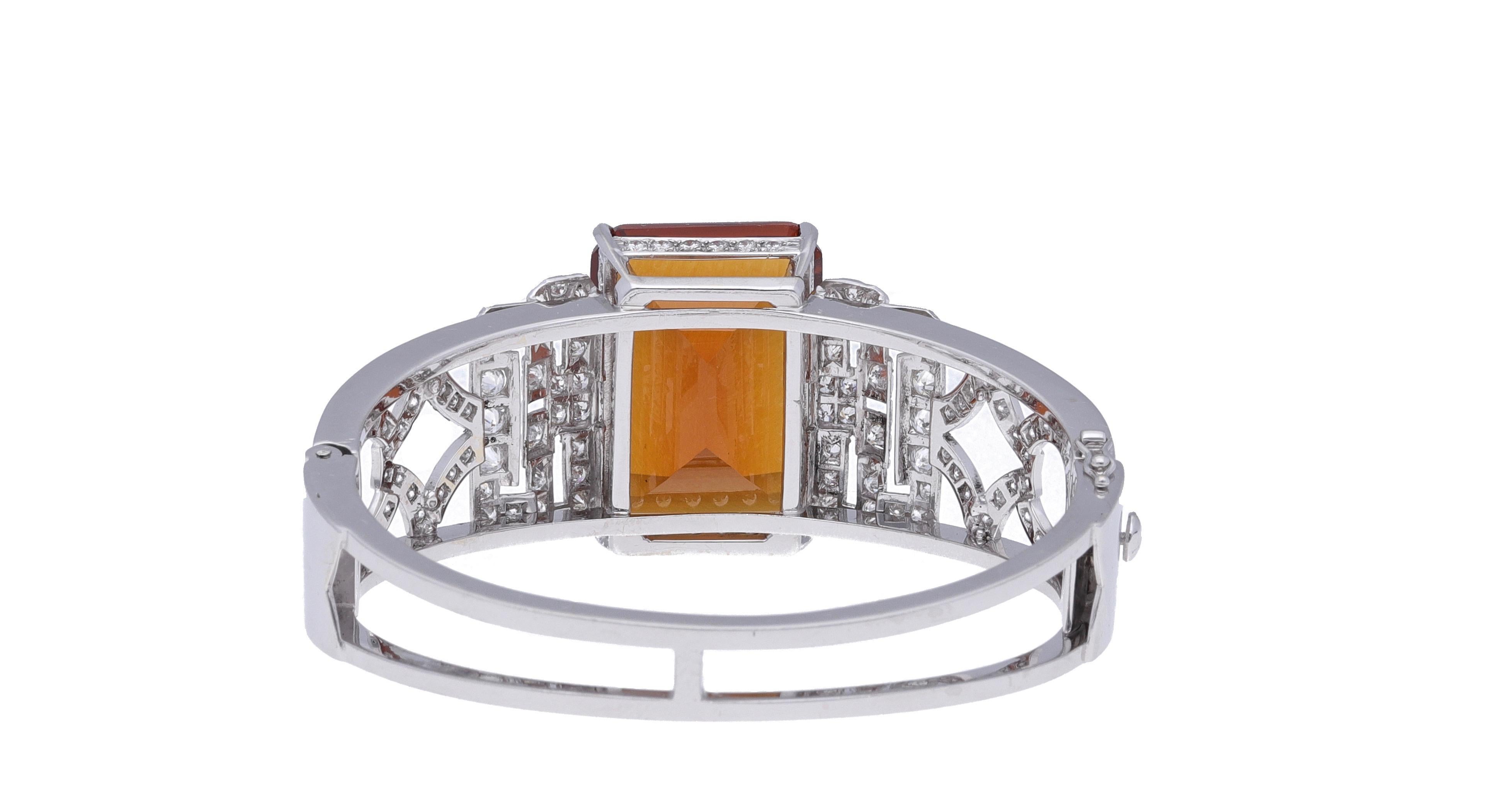 Bracelet jonc en or blanc 18 carats, diamants et quartz citrine Excellent état - En vente à Rome, IT
