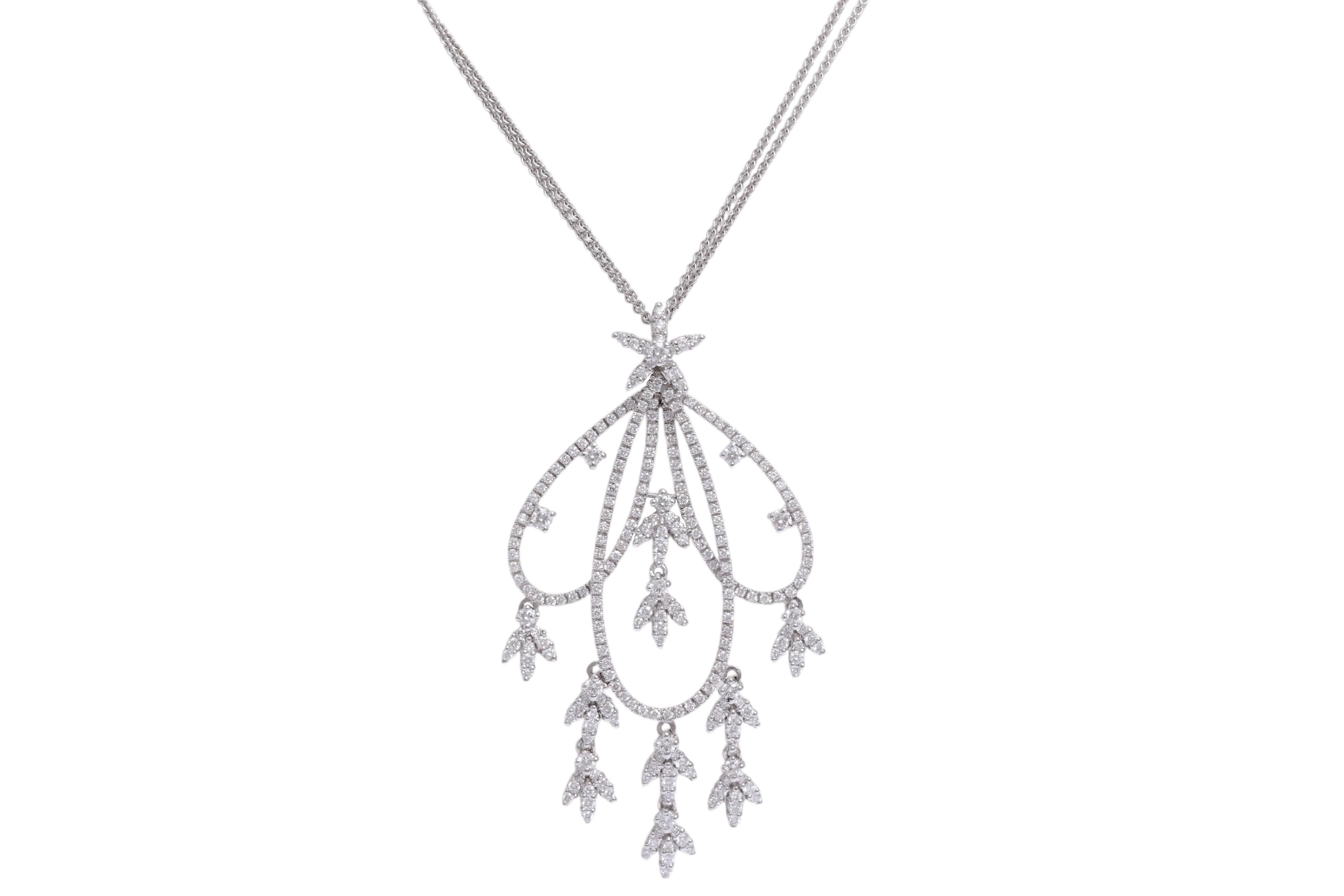Collana Crivelli in oro bianco e diamanti 18 Kt con parti mobili in vendita 1