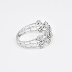 Natural Diamond 0.71 carats 18KT White Gold Cluster Statement Ring