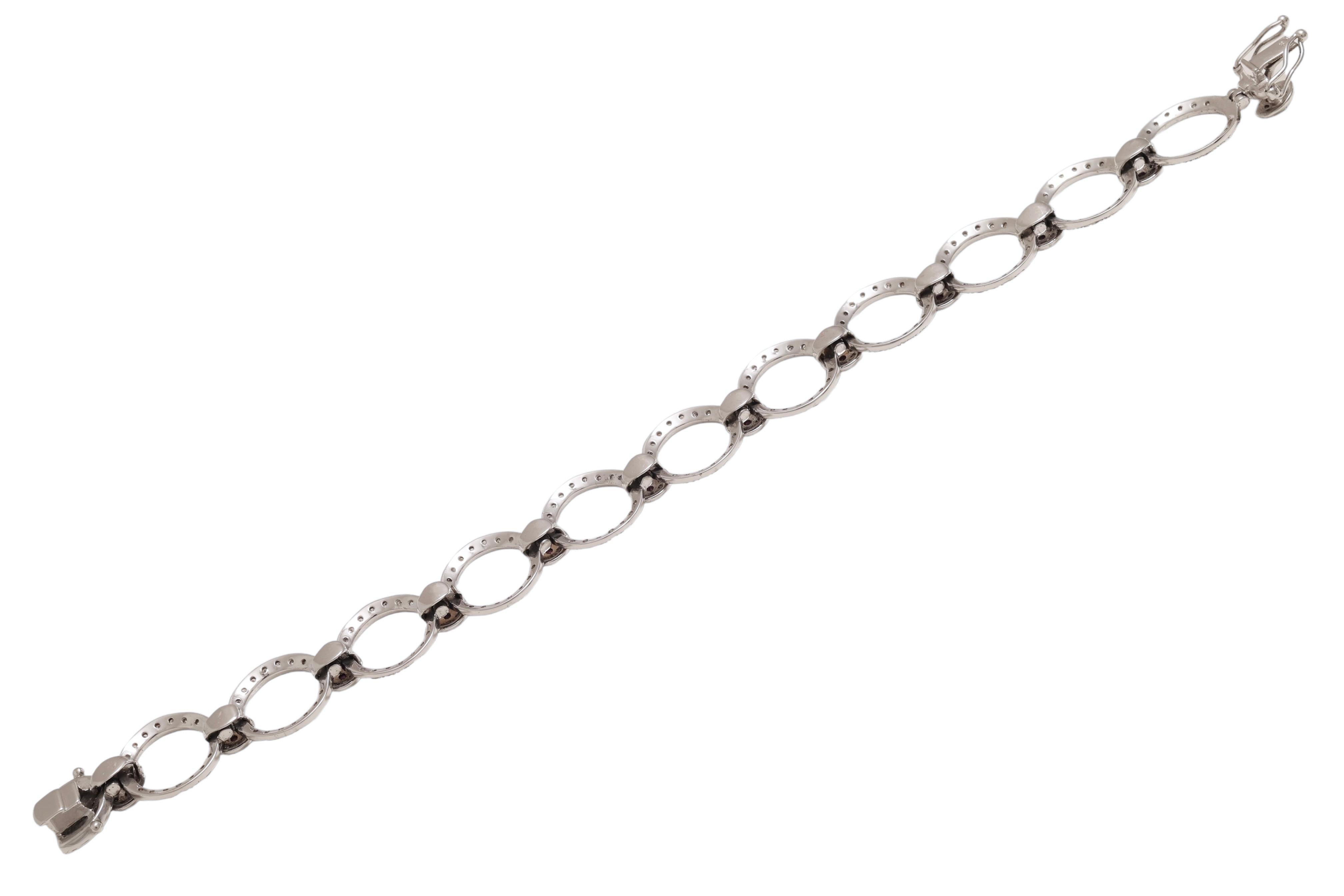 18 Kt White Gold Diamonds & Pink Sapphires Bracelet For Sale 1