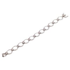 Pulsera Oro Blanco 18 Kt Diamantes y Zafiros Rosas