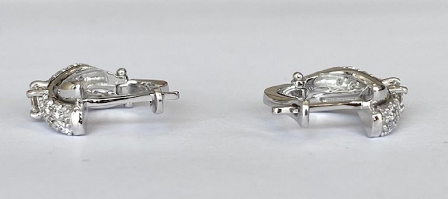 18 Kt. White Gold Earrings with 0.60 Ct Diamonds For Sale 4