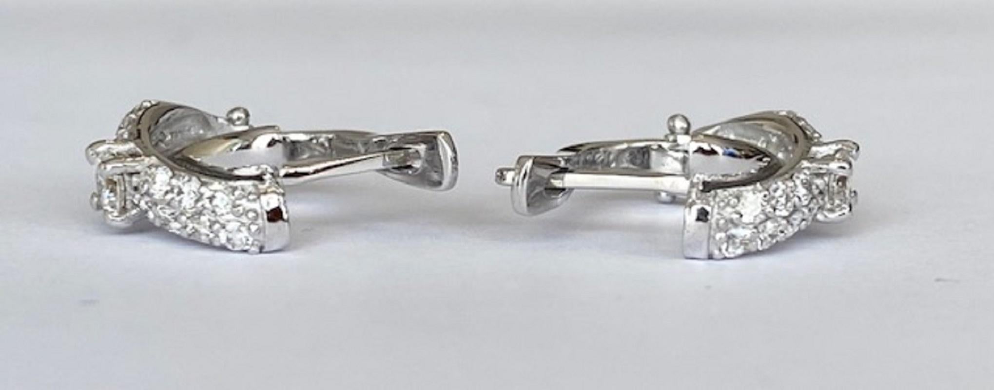 Women's 18 Kt. White Gold Earrings with 0.60 Ct Diamonds For Sale
