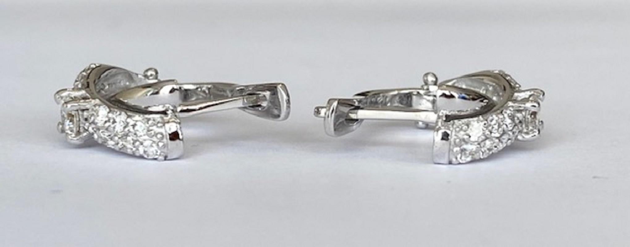 18 Kt. Boucles d'oreilles en or blanc avec diamants de 0,60 ct Pour femmes en vente