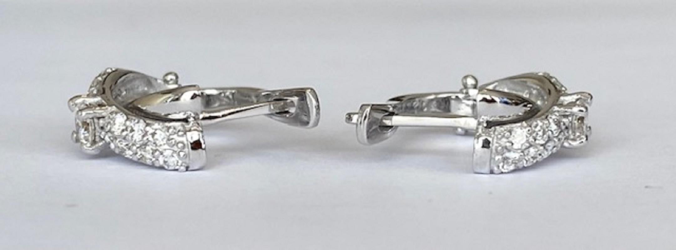 18 Kt. White Gold Earrings with 0.60 Ct Diamonds For Sale 1