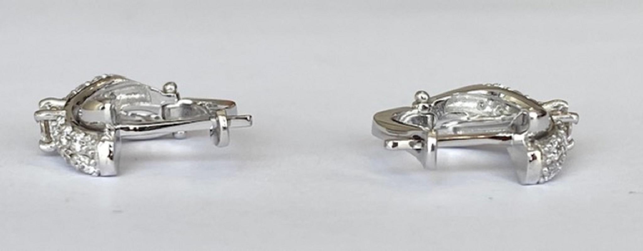 18 Kt. White Gold Earrings with 0.60 Ct Diamonds For Sale 3